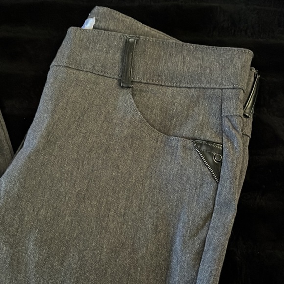 Charcoal Grey stretch skinny pant 8 skinny chino leggings leather trim Prophecy - Picture 9 of 11